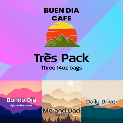 Buen Dia Cafe - Triple pack coffee beans label