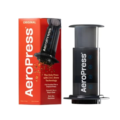 aeropress brewer and packaging